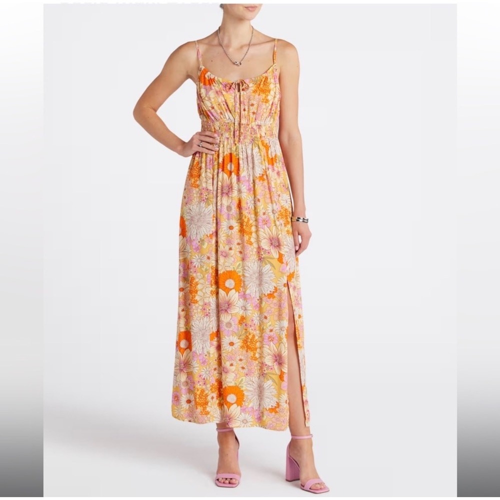 Mason & Belle Josie Maxi Dress – Orange & Pink Floral – Women's Small – NWT